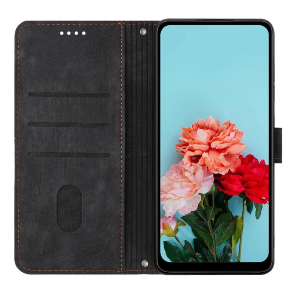 Leren Hoesje Google Pixel 8 Pro Straplijnen Bescherming Hoesje