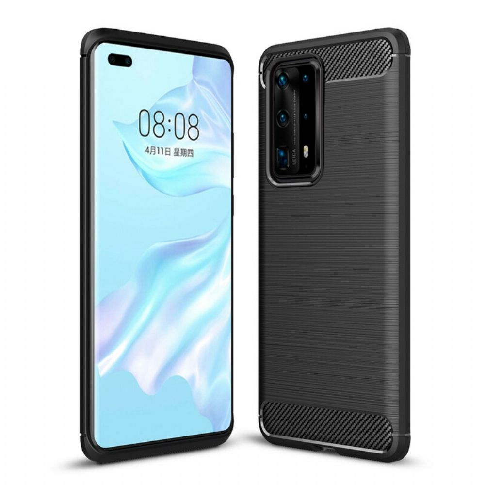 Hoesje voor Huawei P40 Pro Plus Geborstelde Koolstofvezel