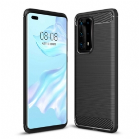 Hoesje voor Huawei P40 Pro Plus Geborstelde Koolstofvezel