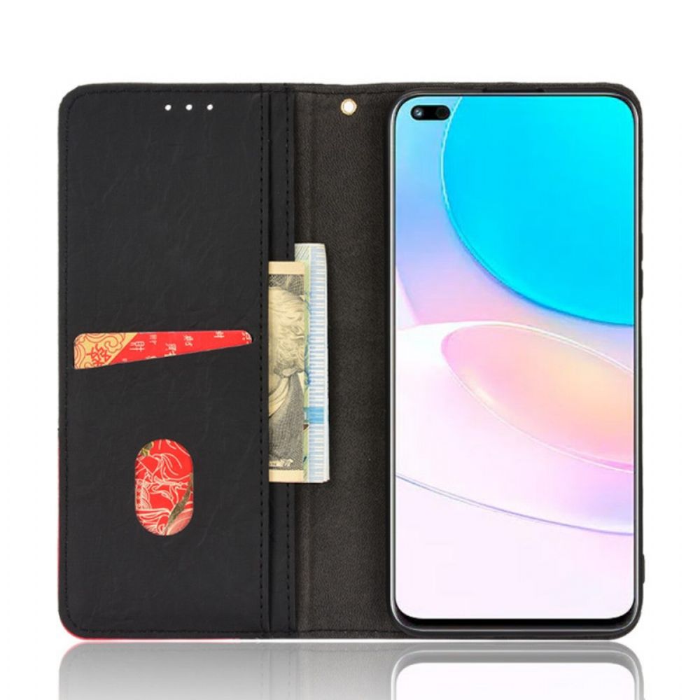 Bescherming Hoesje voor Huawei Nova 8i / Honor 50 Lite Folio-hoesje Schuin Tweekleurig Kunstleer