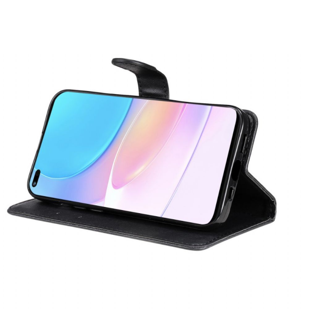 Flip Case voor Huawei Nova 8i / Honor 50 Lite Met Ketting Leren Effect Band