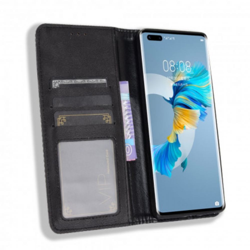 Bescherming Hoesje voor Huawei Mate 40 Pro Folio-hoesje Vintage Gestileerd Leereffect