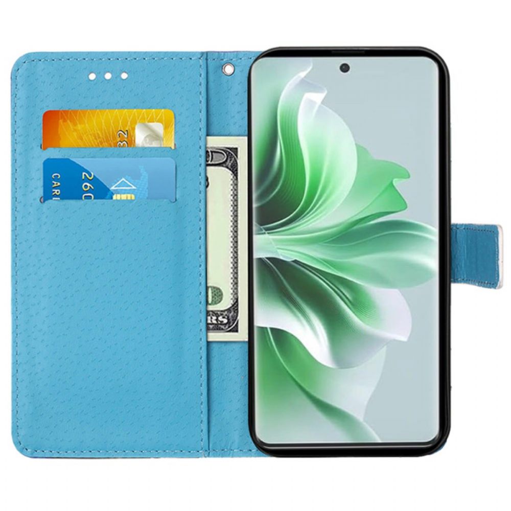 Flip Case Leren Oppo Reno 11 Pro 5g Bloemenmandala Met Bandje