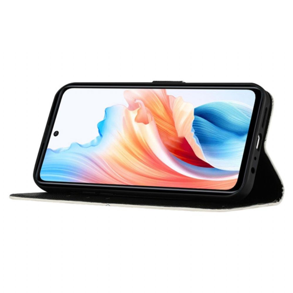 Flip Case Leren Oppo Reno 11 Pro 5g Gebloemde Schedel