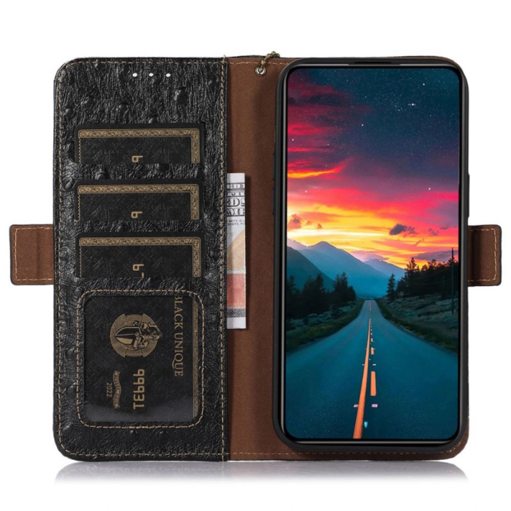 Flip Case Leren Oppo Reno 11 Pro 5g Getextureerd Echt Leer Rfid-blokkering