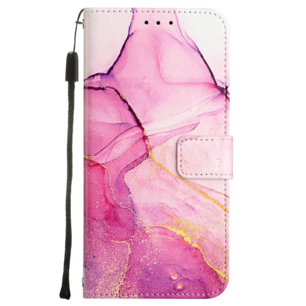 Folio-hoesje Oppo Reno 11 Pro 5g Telefoonhoesje Marmerpatroon Met Schouderband