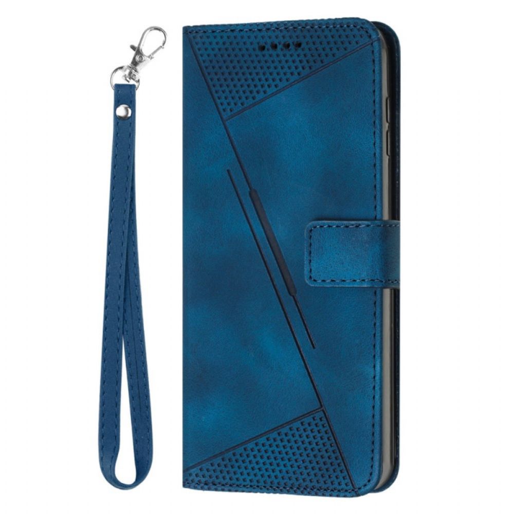 Leren Hoesje Oppo Reno 11 Pro 5g Driehoekenpatroon Met Schouderband Bescherming Hoesje