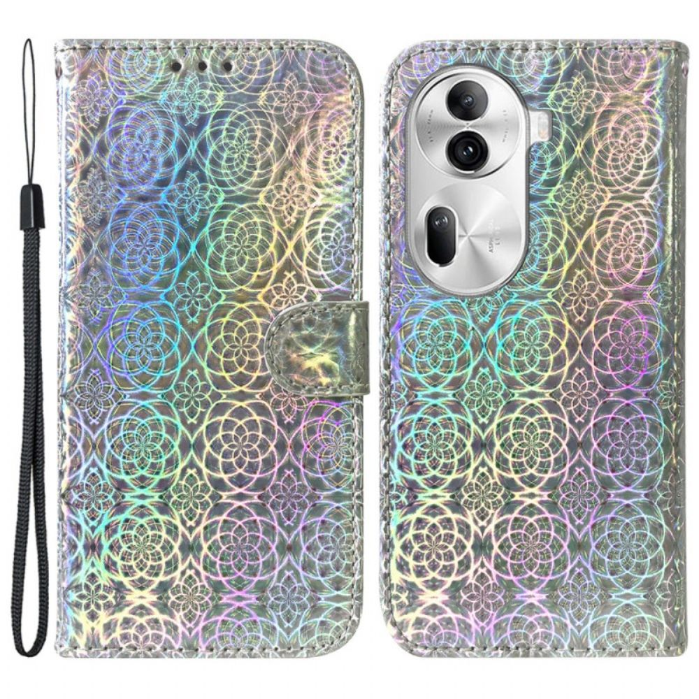 Leren Hoesje Voor Oppo Reno 11 Pro 5g Disco-stijl Met Bandjes