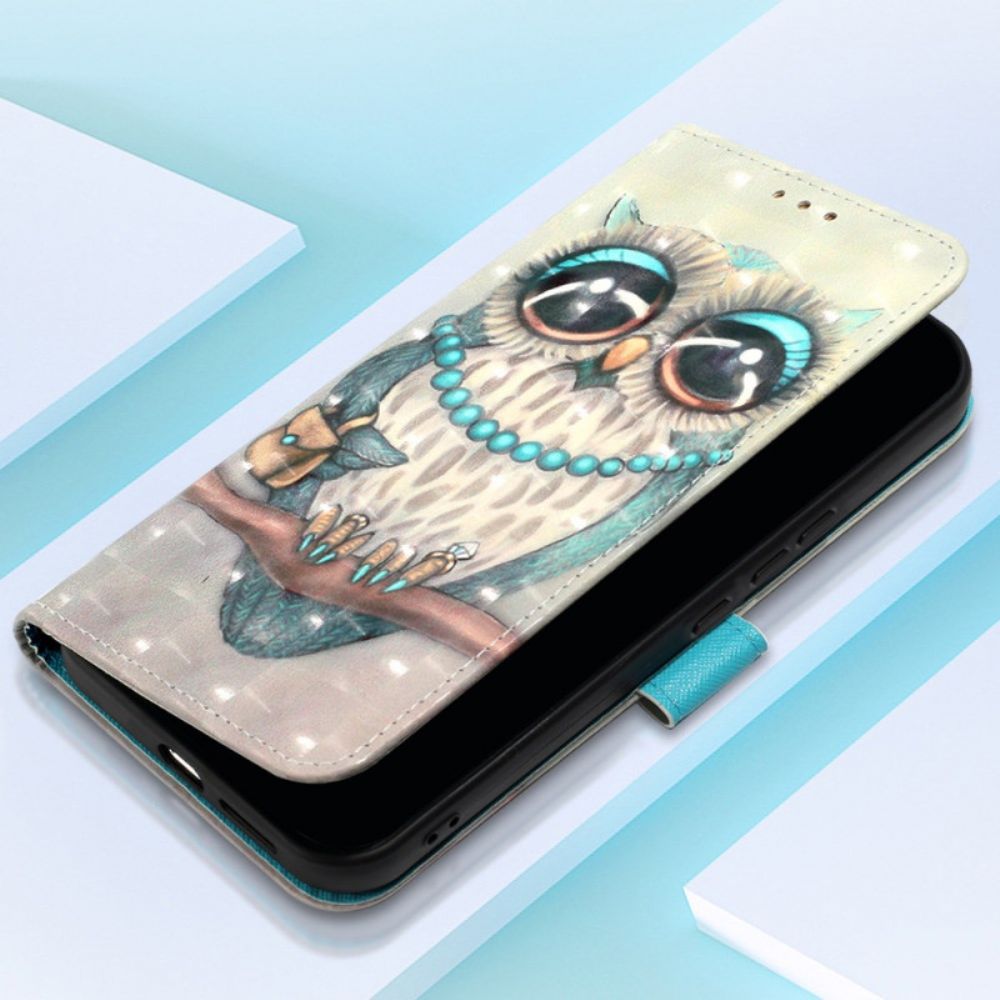 Leren Hoesje Voor Oppo Reno 11 Pro 5g Grijze Uil