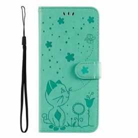 Folio-hoesje voor Xiaomi 13 Pro Met Ketting Kat En Bij Met Lanyard