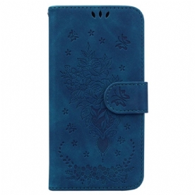 Folio-hoesje voor Xiaomi 13 Pro Met Ketting Strappy Rozen En Vlinders