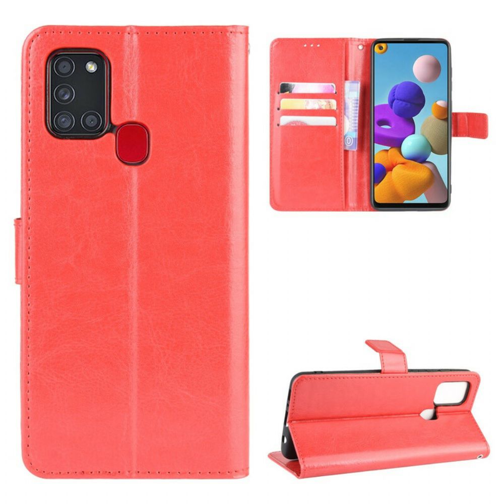 Flip Case voor Samsung Galaxy A21s Flitsachtig Kunstleer