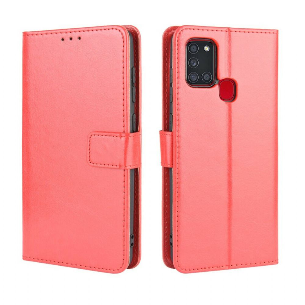 Flip Case voor Samsung Galaxy A21s Flitsachtig Kunstleer