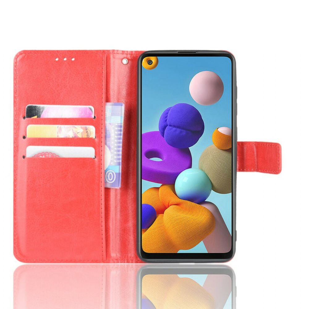 Flip Case voor Samsung Galaxy A21s Flitsachtig Kunstleer