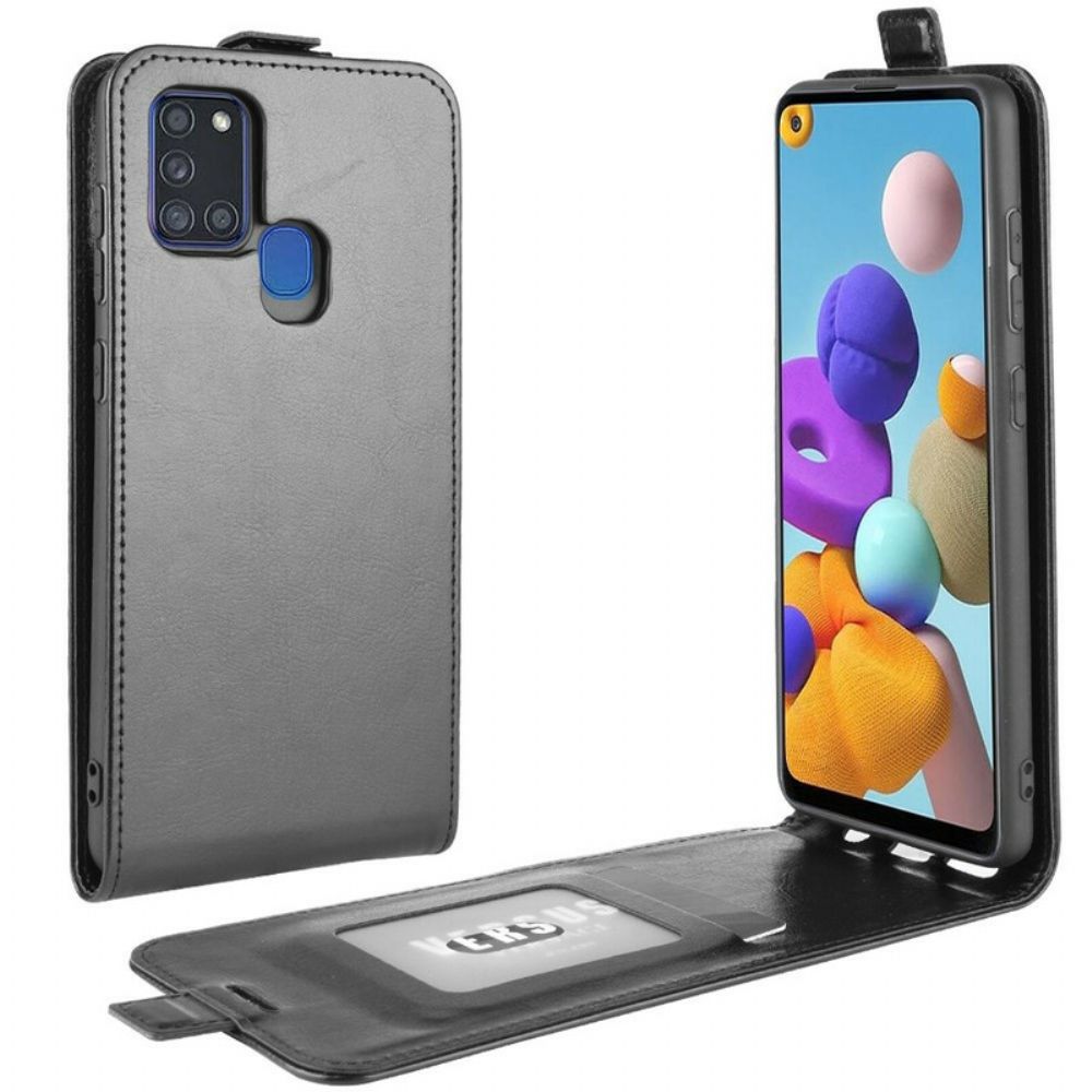 Flip Case voor Samsung Galaxy A21s Folio-hoesje Opvouwbaar Leereffect