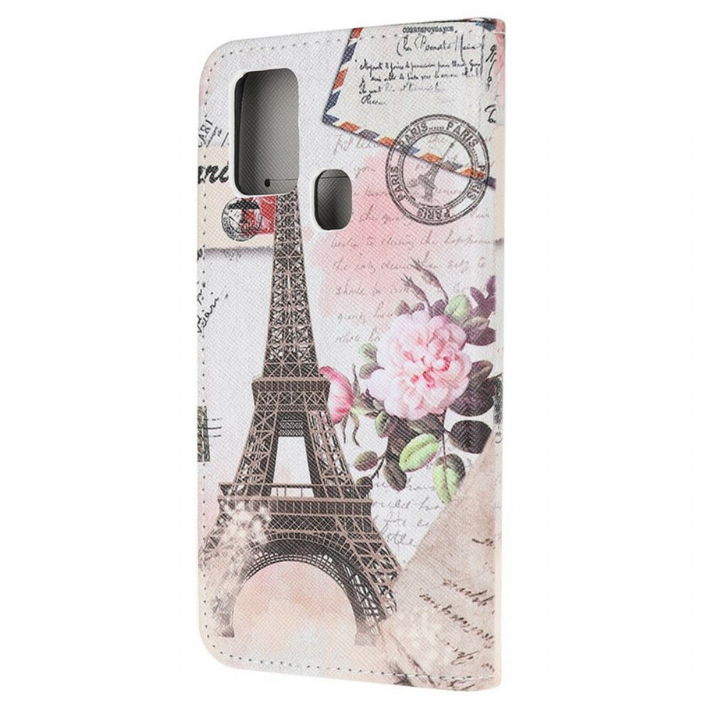 Flip Case voor Samsung Galaxy A21s Retro Eiffeltoren