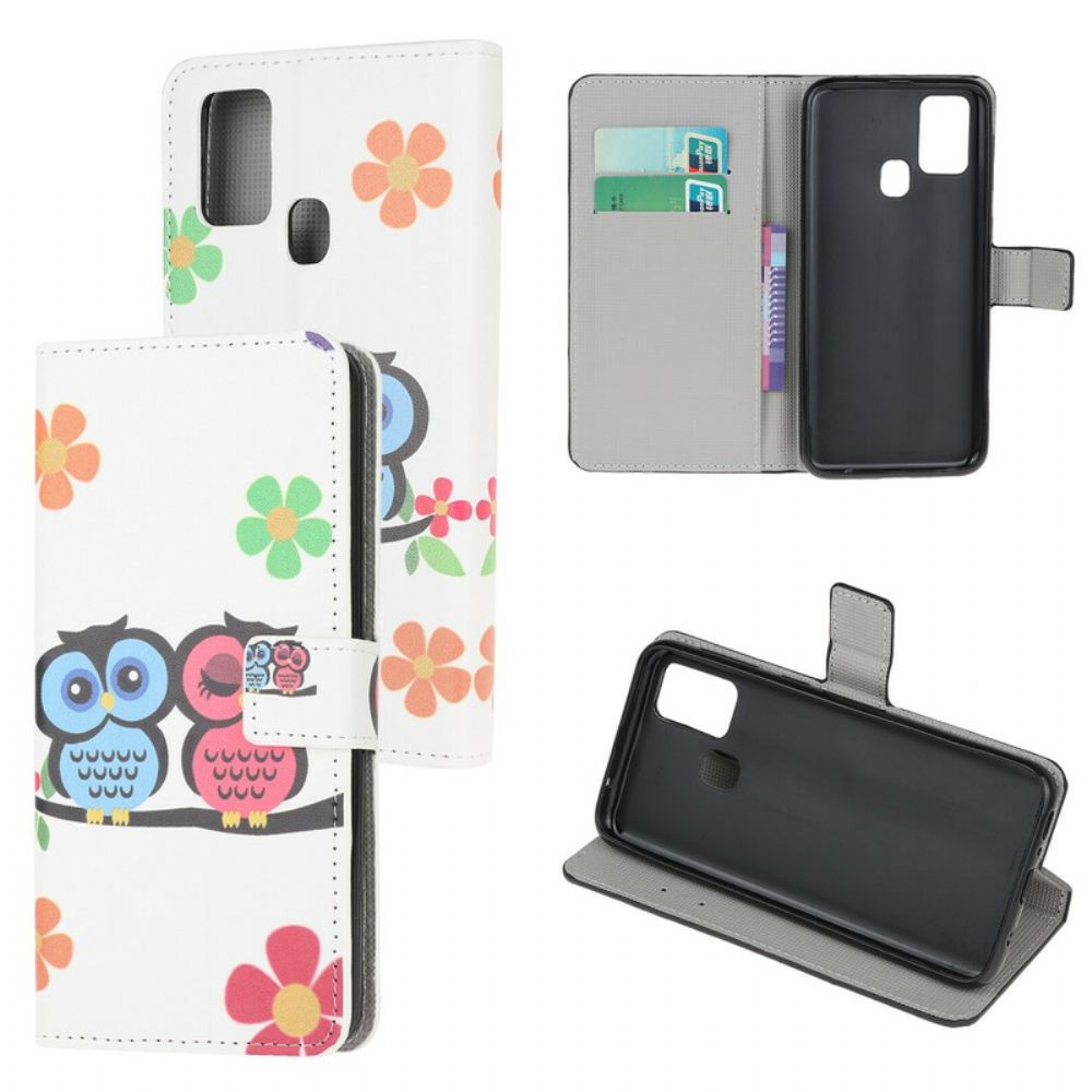 Flip Case voor Samsung Galaxy A21s Uilenfamilie