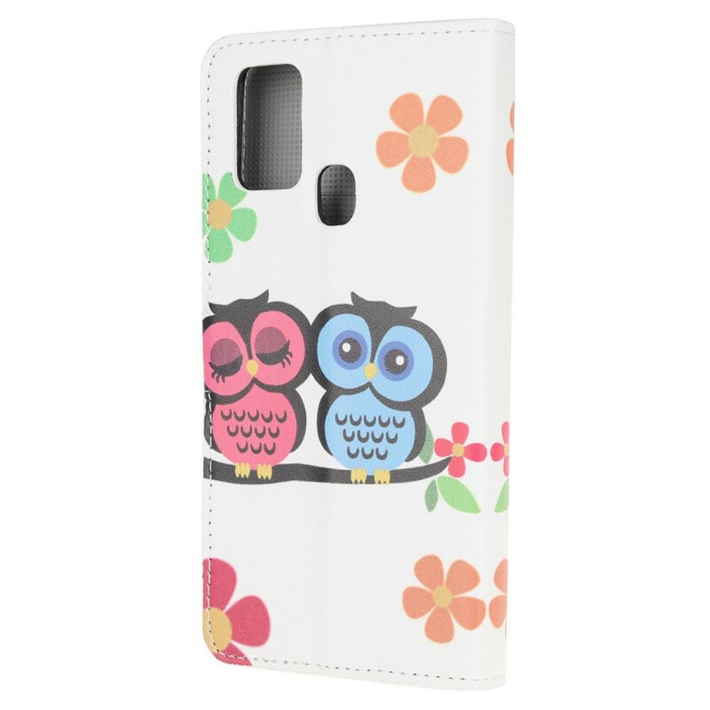 Flip Case voor Samsung Galaxy A21s Uilenfamilie