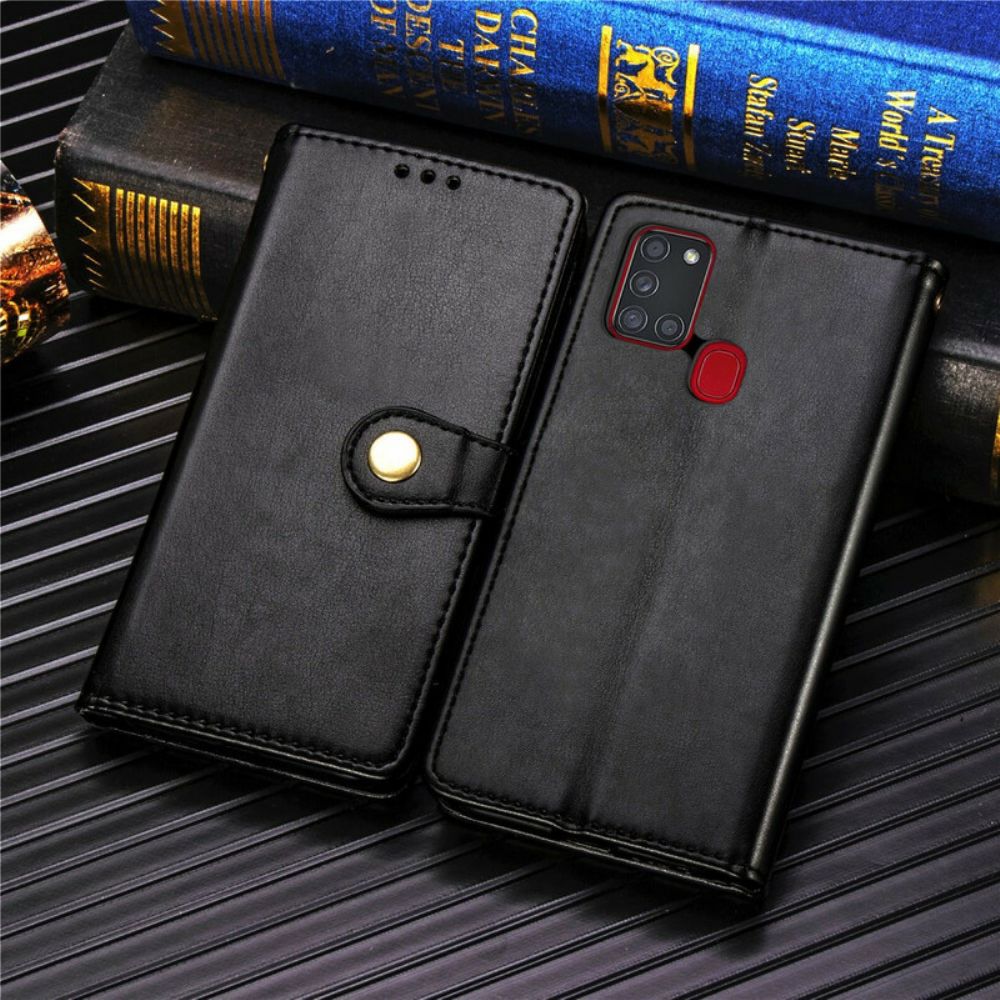 Folio-hoesje voor Samsung Galaxy A21s Faux Leder En Vintage Sluiting