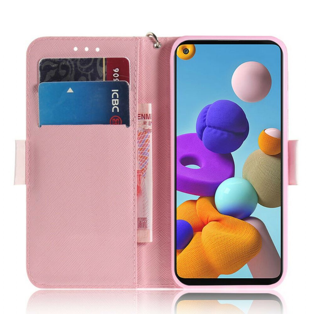 Folio-hoesje voor Samsung Galaxy A21s Met Ketting Bandpomp