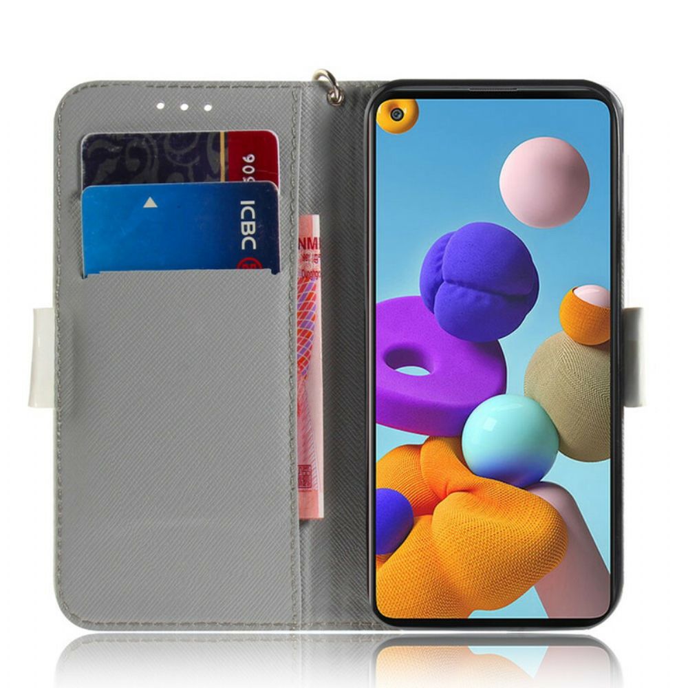 Folio-hoesje voor Samsung Galaxy A21s Met Ketting Hou Van Mijn Hond Met Riem