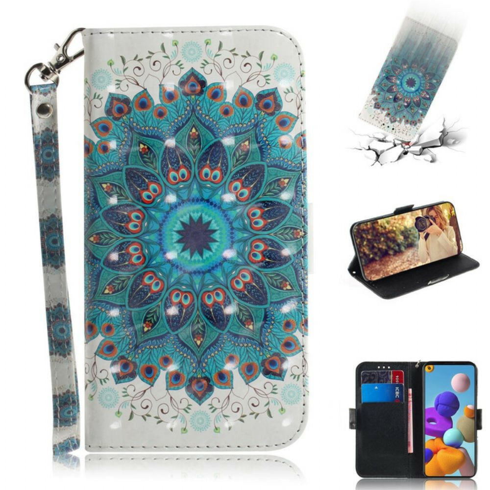 Folio-hoesje voor Samsung Galaxy A21s Met Ketting Meesterlijke Mandala Met Bandjes