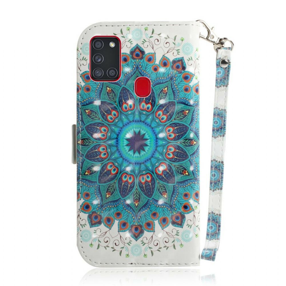 Folio-hoesje voor Samsung Galaxy A21s Met Ketting Meesterlijke Mandala Met Bandjes