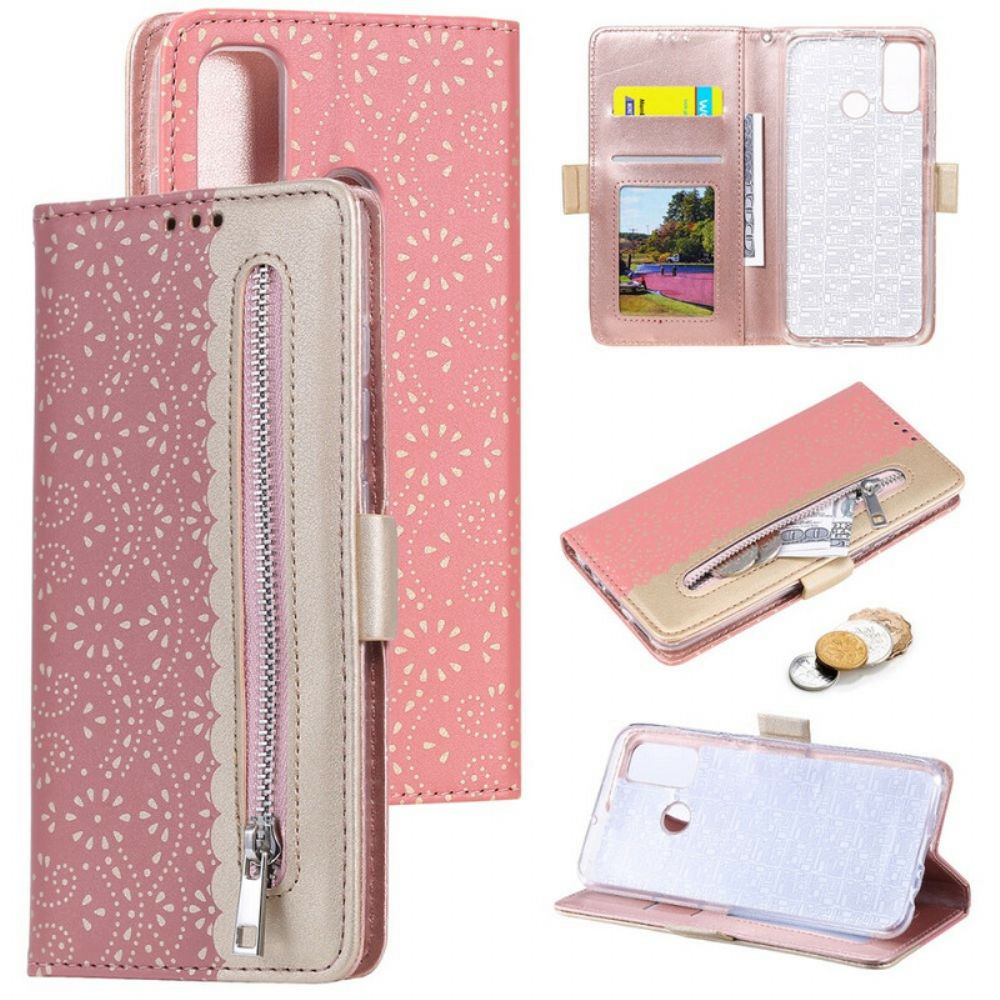 Folio-hoesje voor Samsung Galaxy A21s Met Ketting Portemonnee Met Veters En Bandjes