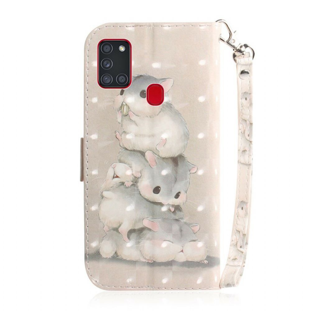 Folio-hoesje voor Samsung Galaxy A21s Met Ketting Thong Hamsters