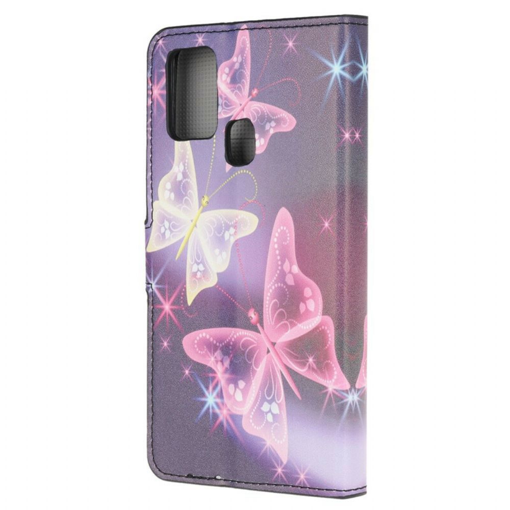 Folio-hoesje voor Samsung Galaxy A21s Neonvlinders