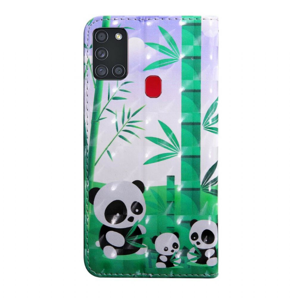 Folio-hoesje voor Samsung Galaxy A21s Panda-familie