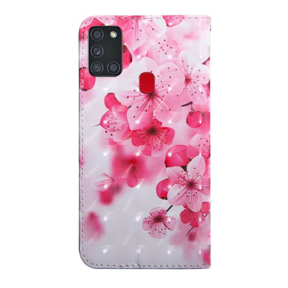 Folio-hoesje voor Samsung Galaxy A21s Roze Bloemen