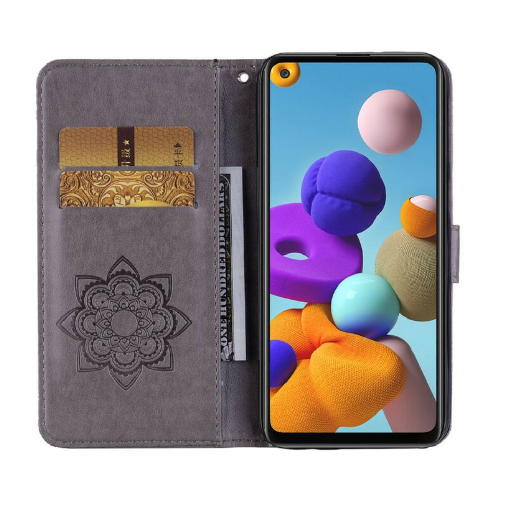 Folio-hoesje voor Samsung Galaxy A21s Uil Mandala En Charm