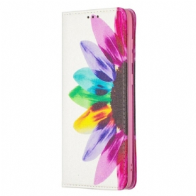 Leren Hoesje voor Samsung Galaxy A21s Aquarel Bloem