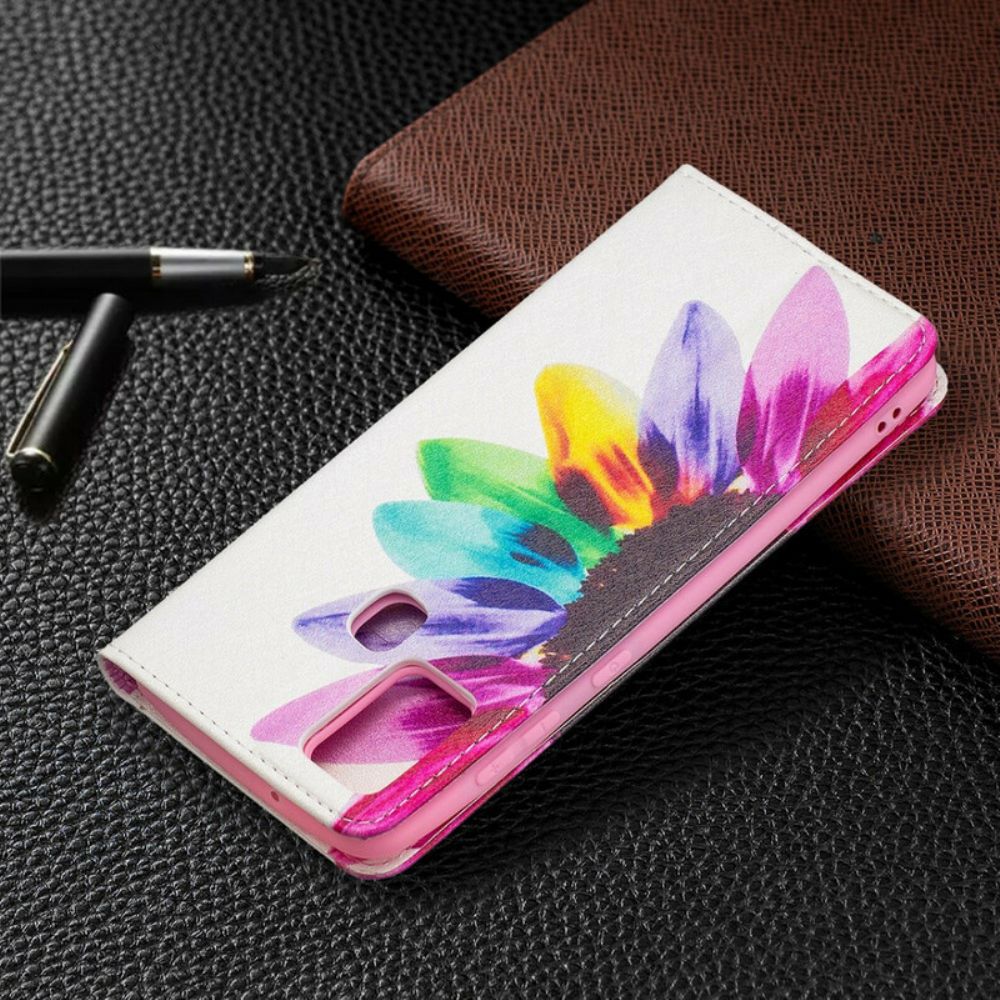 Leren Hoesje voor Samsung Galaxy A21s Aquarel Bloem