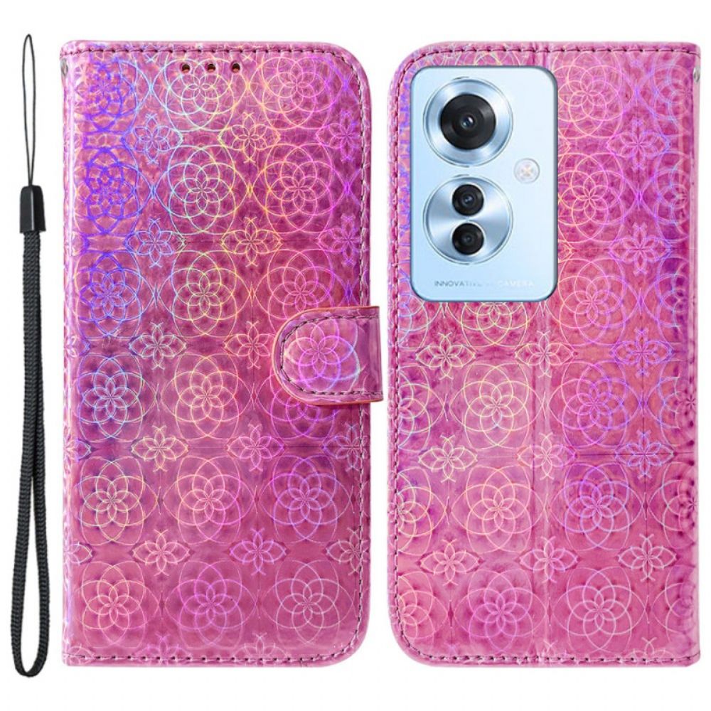 Leren Hoesje Oppo Reno 11f 5g Disco-stijl Met Bandjes Bescherming Hoesje