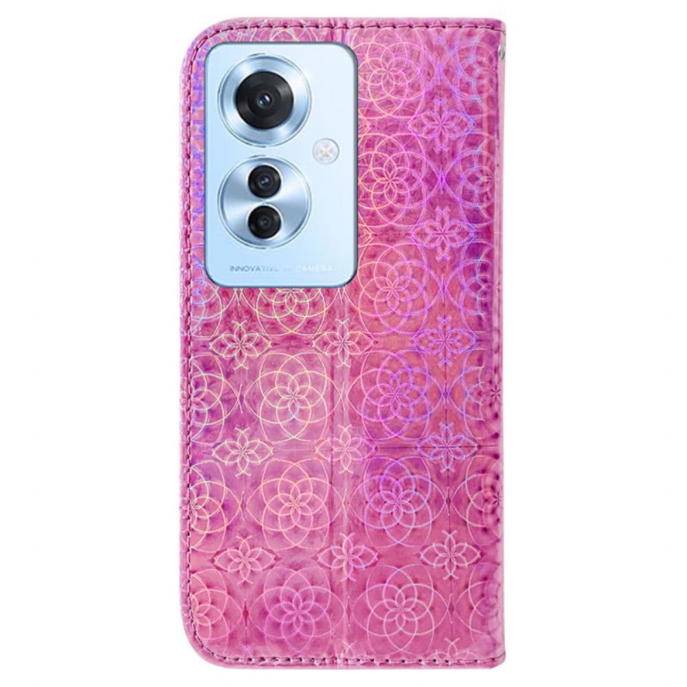 Leren Hoesje Oppo Reno 11f 5g Disco-stijl Met Bandjes Bescherming Hoesje