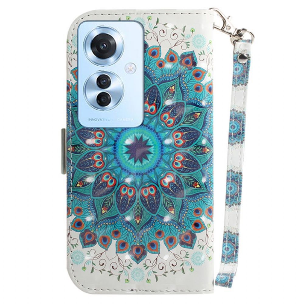 Leren Hoesje Oppo Reno 11f 5g Groene Mandala Met Bandje Bescherming Hoesje