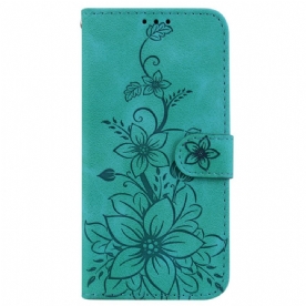 Leren Hoesje Voor Oppo Reno 11f 5g Leliebloemen Met Riempje