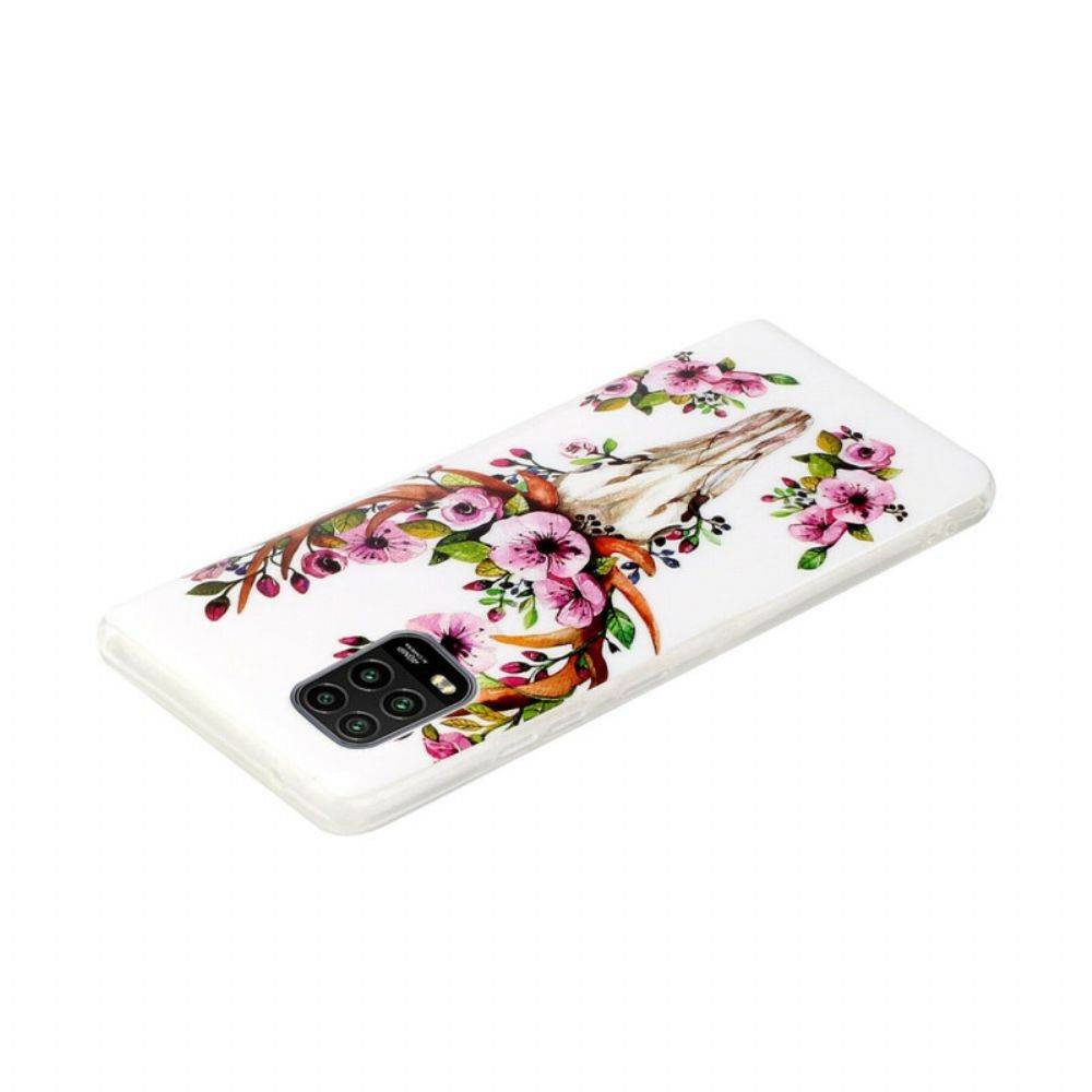 Hoesje voor Xiaomi Mi 10 Lite Fluorescerende Eland Met Bloemen