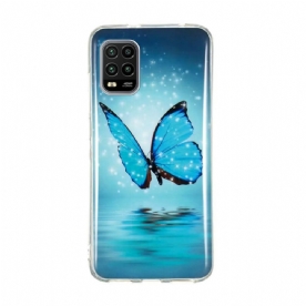 Telefoonhoesje voor Xiaomi Mi 10 Lite Fluorescerende Blauwe Vlinder