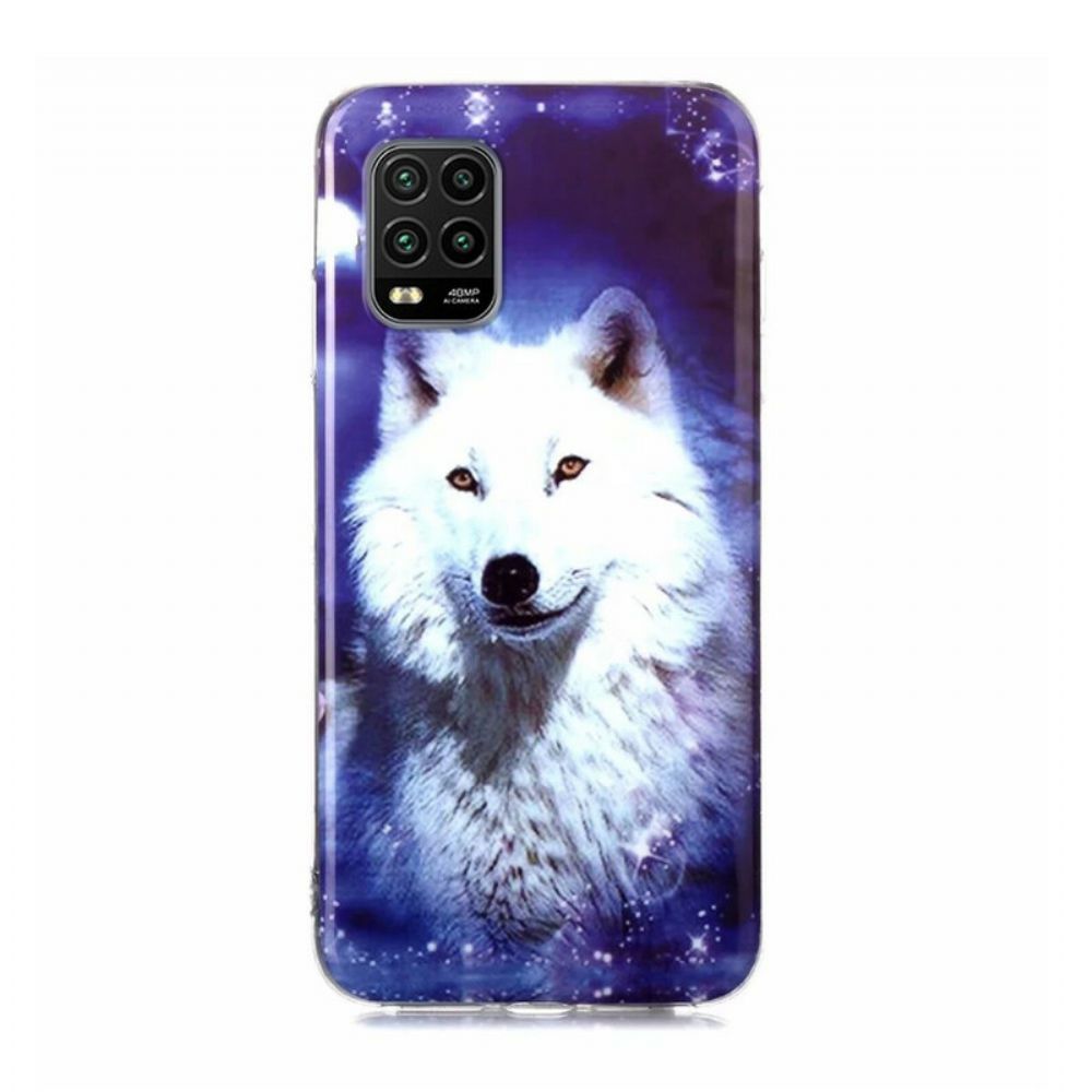 Telefoonhoesje voor Xiaomi Mi 10 Lite Fluorescerende Wolf-serie