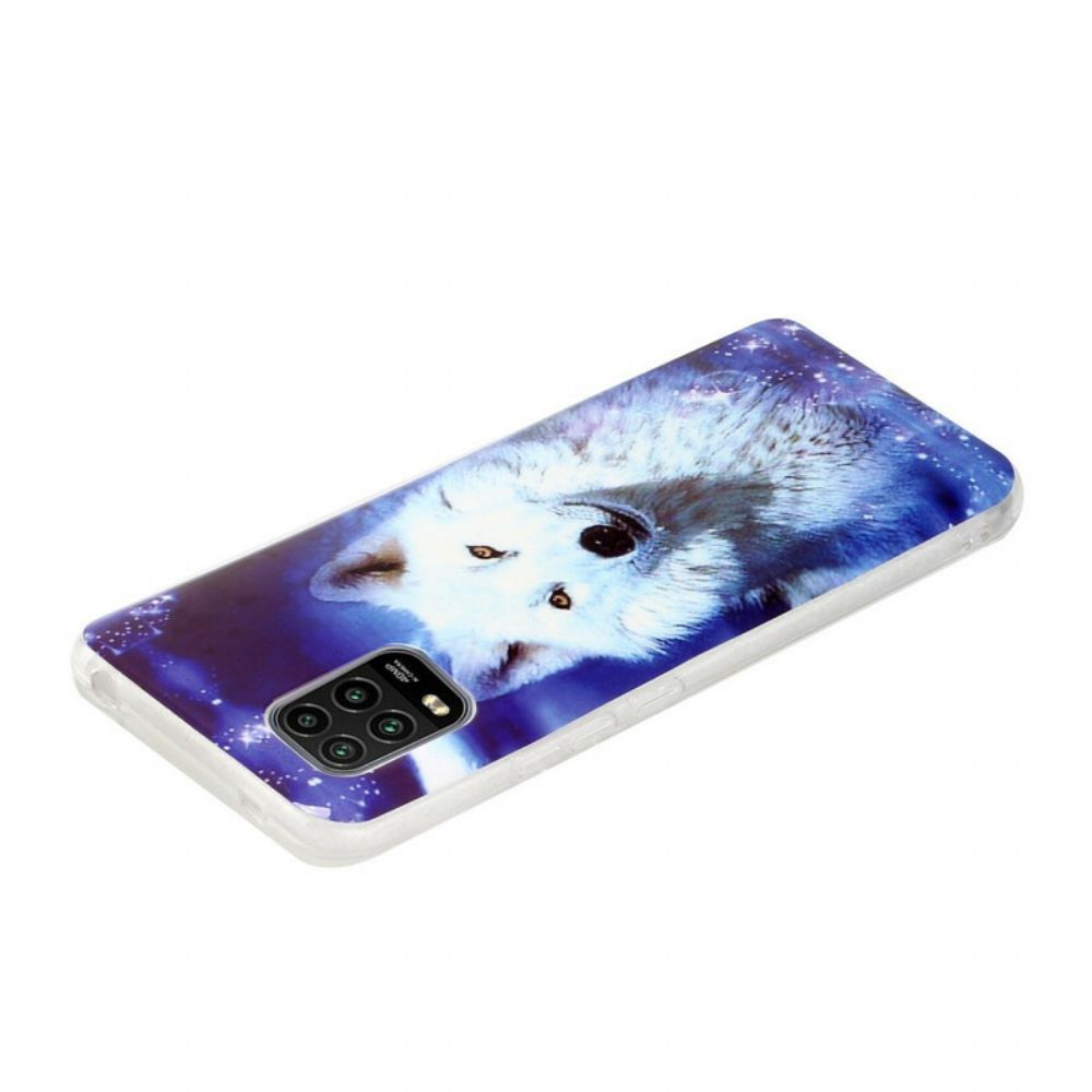 Telefoonhoesje voor Xiaomi Mi 10 Lite Fluorescerende Wolf-serie