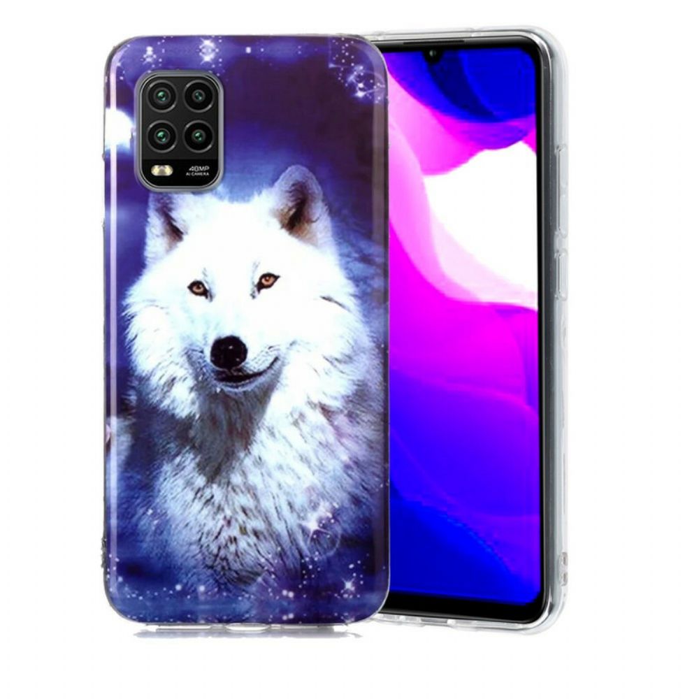 Telefoonhoesje voor Xiaomi Mi 10 Lite Fluorescerende Wolf-serie