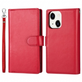 Hoesje Folio-hoesje voor iPhone 14 Plus Afneembare 9-kaarthouder