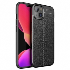 Hoesje voor iPhone 14 Plus Dubbele Lijn Litchi Leder Effect