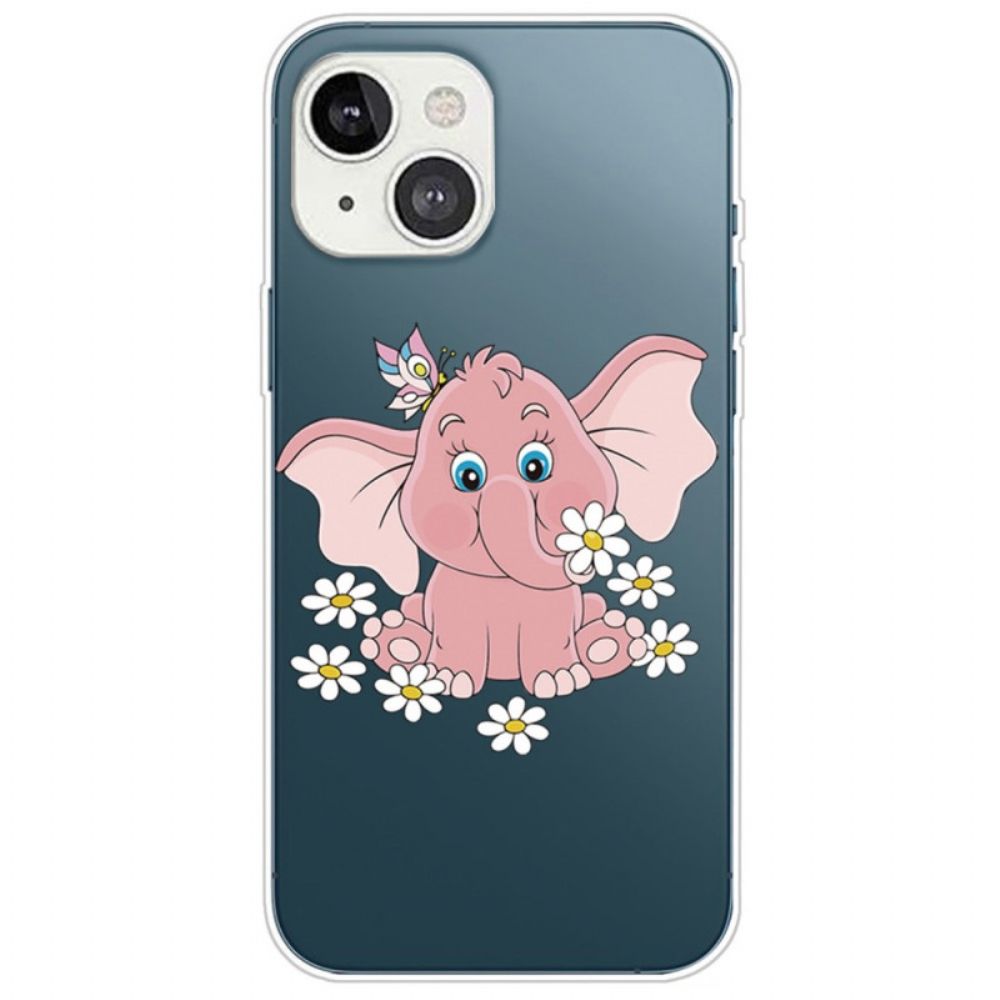 Hoesje voor iPhone 14 Plus Roze Olifant Transparant