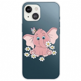 Hoesje voor iPhone 14 Plus Roze Olifant Transparant