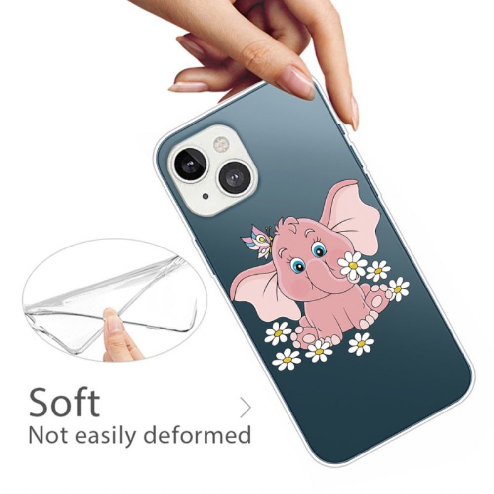 Hoesje voor iPhone 14 Plus Roze Olifant Transparant