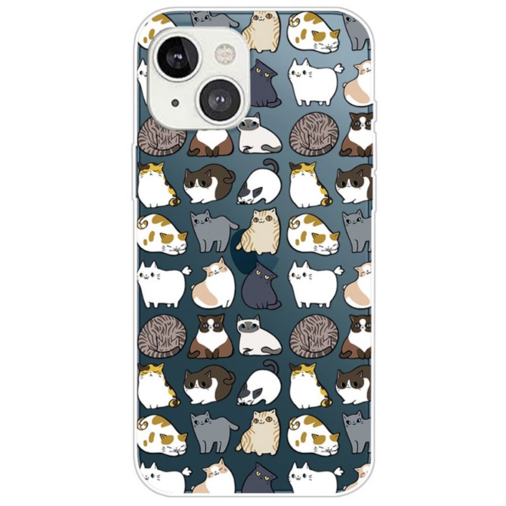 Hoesje voor iPhone 14 Plus Transparante Katten